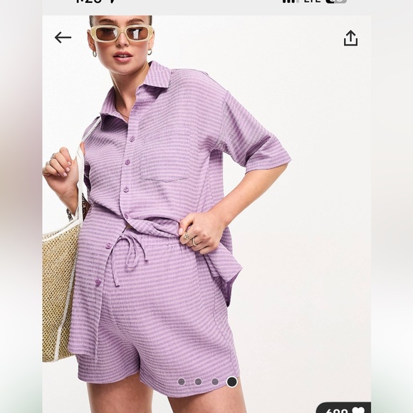 [ASOS Maternity] The Frolic Maternity Lilac Gingham Shorts and Short Sleeve Set - Picture 3 of 4